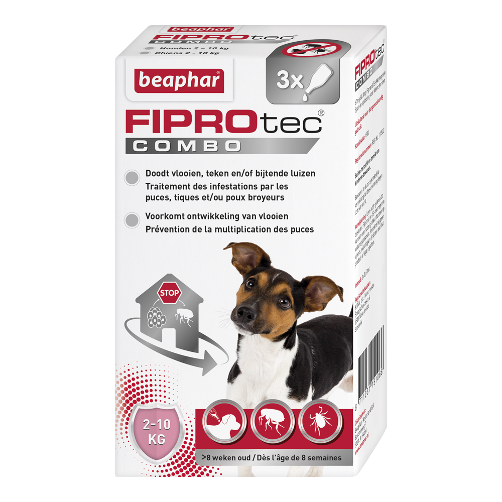 Kauwgom Handelsmerk Gepensioneerde Beaphar Fiprotec Combo Hond - 2 tot 10kg - 3 Pipet - Anti vlooienmiddel en  tekenmiddel