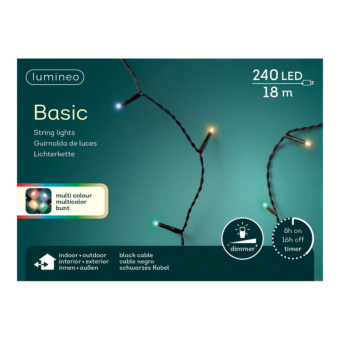 Basicverlichting LED multi - 18m - 240 lampjes - Zwart - Lumineo