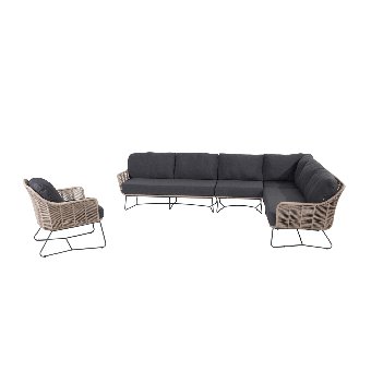 Belmond natural 5-delige Hoek loungeset met stoel zonder salontafel