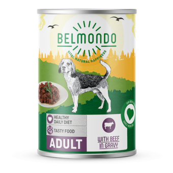 Belmondo Adult Malse brokjes Rund in blik - 410g - Hondenvoer hondenvoer
