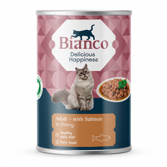 Bianco Adult stukjes zalm in jus - 410g - Kattenvoer kattenvoer
