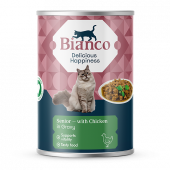 Bianco Senior 7+ stukjes kip in jus - 410g - Kattenvoer kattenvoer