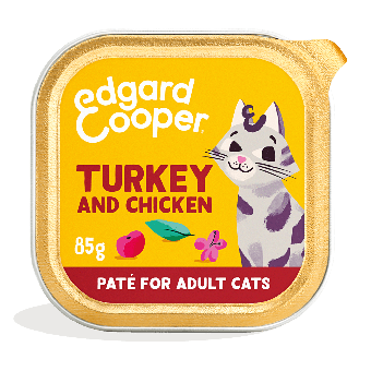 Edgard & Cooper - hypoallergeen graanvrij natvoer - paté met kalkoen & kip - voor volwassen katten - 85g kattenvoer