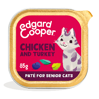 Edgard & Cooper - hypoallergeen graanvrij natvoer - paté met kip & kalkoen - voor senior katten - 85g kattenvoer