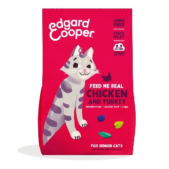 Edgard & Cooper hypoallergene graanvrije brokjes met verse Kalkoen & Kip - Voor senior katten - 4kg kattenvoer