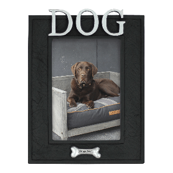 Fotolijst Dog - Zwart/zilver - 16,3x2x22cm - Happy House