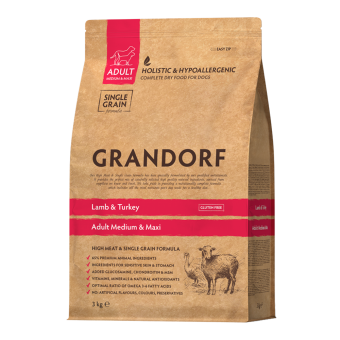 Grandorf Adult Medium Maxi - Lam en Kalkoen - 3kg - Hondenvoer