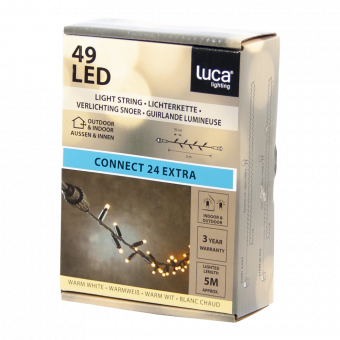 Luca connect 24 Extra verlichting snoer - warm wit - 49 led lampjes - L500cm