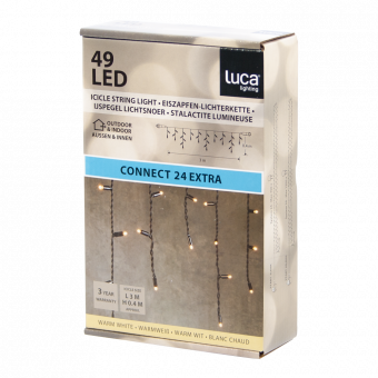 Luca connect 24 icicle verlichting - warm wit - 49 led lampjes - L300xH40cm