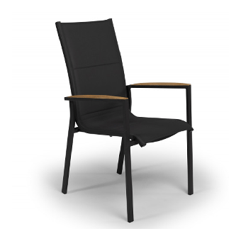 Tuinstoel Foxx met hoge rugleuning - Teak Stapelbare stoel - Charcoal