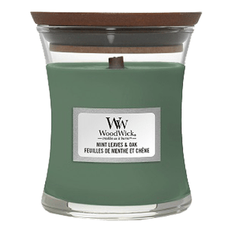 Woodwick Mint Leaves & Oak Mini Candle - Geurkaars