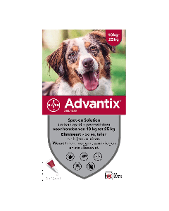 Advantix Spot On 250 10-25kg - 2.5ml - Anti vlooien en tekenmiddel - 6 pipetten