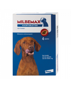Milbemax Kauwtablet Ontworming Hond - 5-75kg - 4 tab.