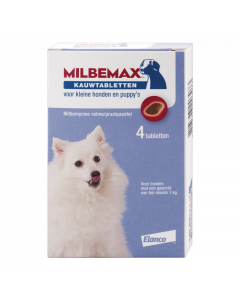 Milbemax Kauwtablet Ontworming kleine Hond/Puppy - 1-5kg - 4 tab.