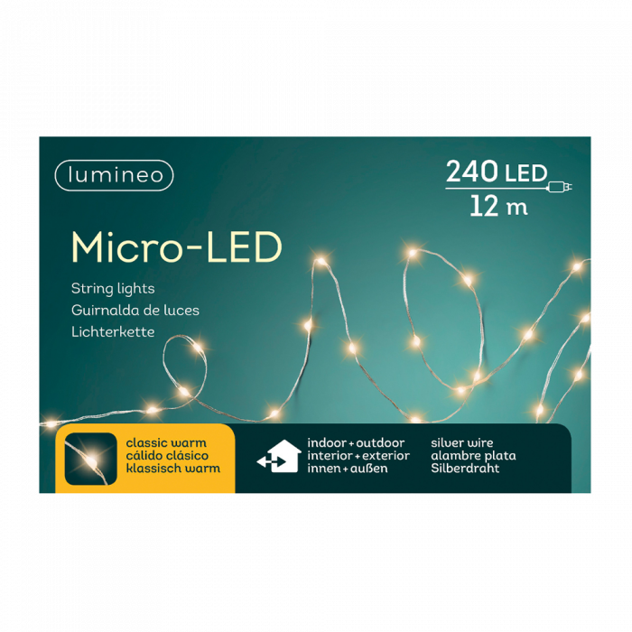 Ouderling Maaltijd Schandelijk Draadverlichting Micro LED klassiek warm - 12m - 240 micro lampjes - Zilver  - Lumineo