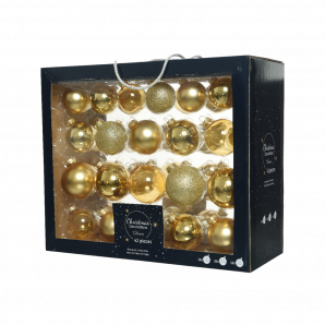 42 Decoris Kerstballen - set - Glas - d7cm - Licht goud