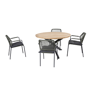 Barista groen 5-delige tuinset met Prado tuintafel Ø 130cm