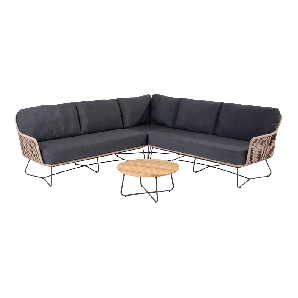Belmond natural 4-delige Hoek loungeset met Verdi salontafel 73 Ø cm