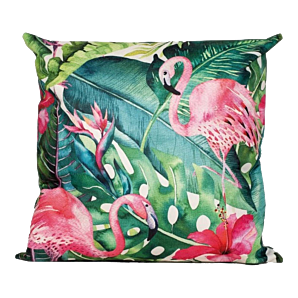 Buitenkussen monstera/flamingo 45x45cm - Tuinkussen
