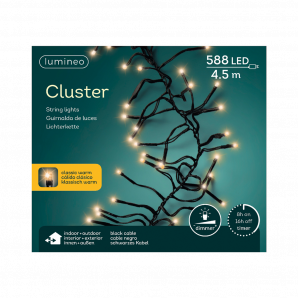 Clusterverlichting LED klassiek warm - 4,5m - 588 lampjes - Zwart - Lumineo