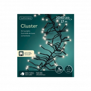 Clusterverlichting LED warm wit - 17m - 2040 lampjes - Zwart - Lumineo