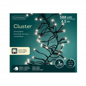 Clusterverlichting LED warm wit - 4,5m - 588 lampjes - Transparant - Lumineo