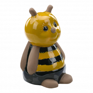 Deco funny bee - 10x11x16cm - Geel/zwart