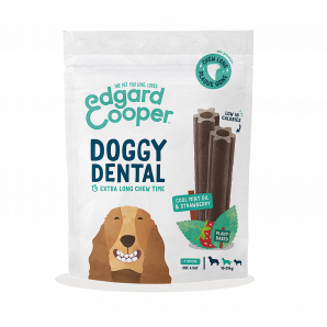 Edgard & Cooper Doggy Dental Sticks Frisse Muntolie & Aardbei Medium 7 per zak hondenvoer