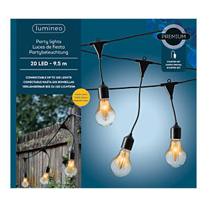 Feestverlichting lichtsnoer - Classic vorm - 950cm - 20 LEDS groot - Klassiek warm