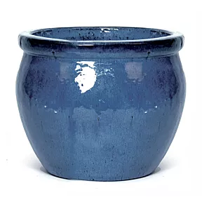 Bloempot Glazed Delta Rim - d28 x h24cm - Blauw