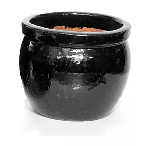 Bloempot Glazed Delta - d28 x h24 - Zwart