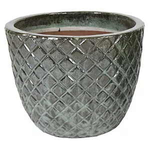 Bloempot Glazed Egg Pineaple - d29 x h24cm - Groen