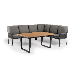 Liv Lounge Dining Set Right Charcoal Compleet Teak