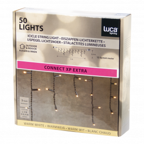 Luca connect xp icicle clear - warm wit - 50 lampjes - L300xH40cm