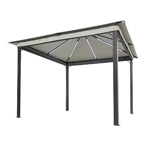 Paviljoen Lina Solar LED 300x300cm met LED en gaasrolgordijnen - Tuinpaviljoen