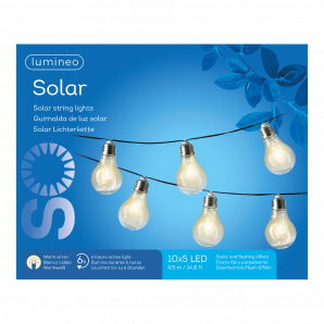Solar feestverlichting lichtsnoer - 450cm - 50 LED lampen - Warm wit