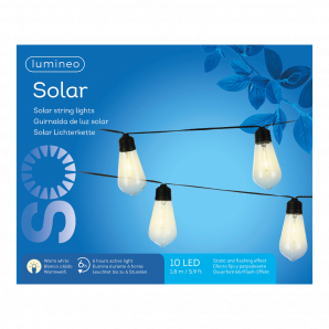 Solar feestverlichting lichtsnoer - Flashing effect - 180cm - 10 LEDS - Warm wit