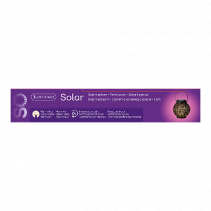 Solar lantaarn - LED - d14 x h16cm - Zwart/Goud