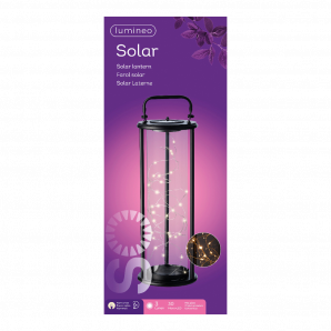 Solar lantaarn - LED - d15 x h42cm - Zwart