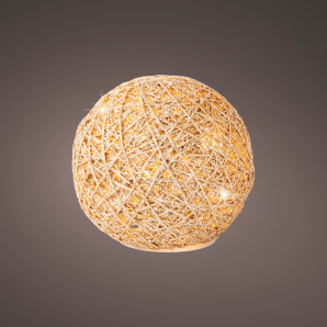 Verlichte bal LED - voor binnen - 20 lampjes - D15xH15cm - Goud