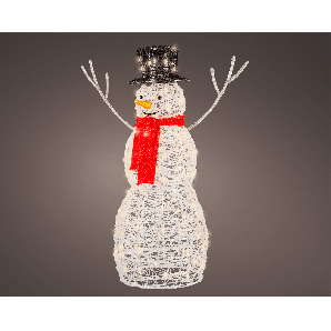 Verlichte sneeuwpop acryl LED - 120 lampjes - Knipper effect - voor buiten - 78x46x102cm - Lumineo