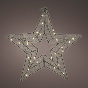 Verlichte ster metaal LED - voor buiten - 60 lampjes - L4,5xB58xH57cm - Zwart