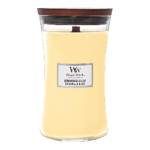 Woodwick Lemongrass & Lily Large Candle - Geurkaars