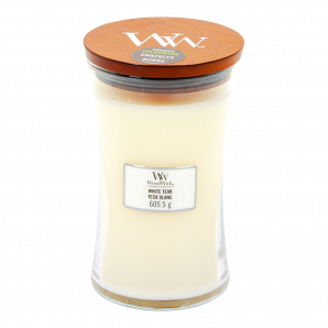 Woodwick White Teak Large Candle - Geurkaars