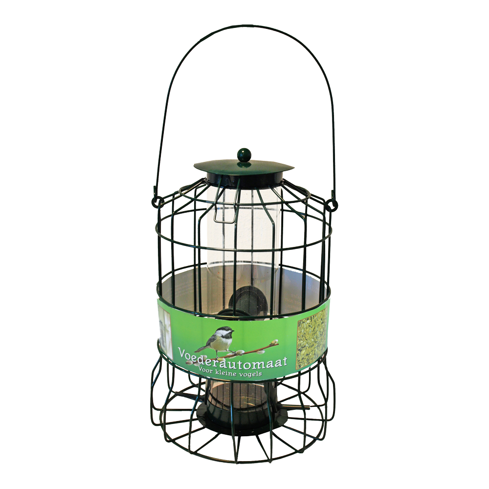 gewoontjes Groenteboer Achtervoegsel Metalen voederautomaat groen voor kleine vogels, 24x Ø 17 cm